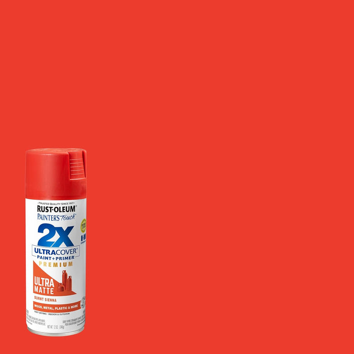 Rust-Oleum 366987 Painter's Touch 2X Ultra Cover Spray Paint, 12 oz, Ultra Matte Burnt Sienna (Pack of 1)