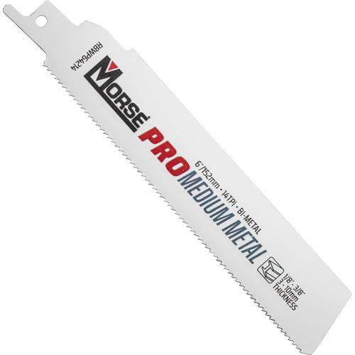 Morse Bi-Metal Pro Medium Metal Reciprocating Saw Blade 6" x 1" x .42" 14 TPI (Pack of 25)
