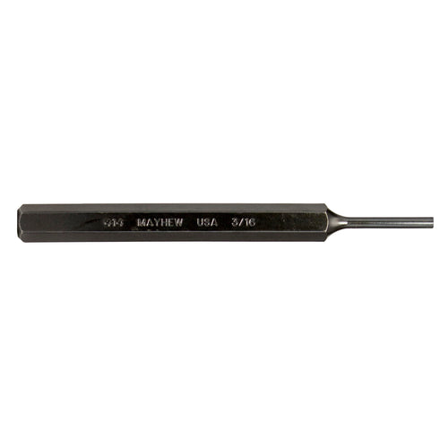 Mayhew Tools 21100 SAE Pin Punch, 3/16 x 1.25" Pin, 6" OAL x 1/2" Body, Black Oxide Finish