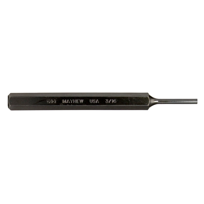 Mayhew Tools 21100 SAE Pin Punch, 3/16 x 1.25" Pin, 6" OAL x 1/2" Body, Black Oxide Finish