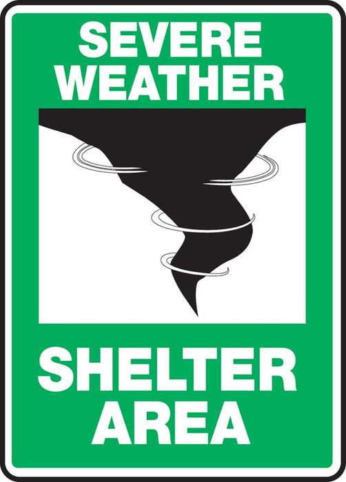 Accuform MFEX541VA "Severe Weather - Shelter Area" Safety Sign, Aluminum, 10 x 7 Inches