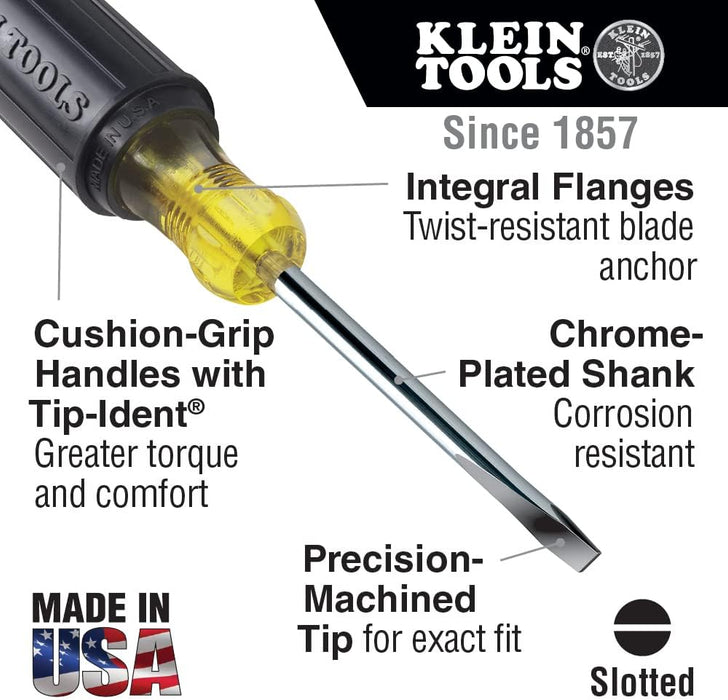 Klein Tools 601-8 3/16-Inch Cabinet Screwdriver, 8-Inch Round Shank