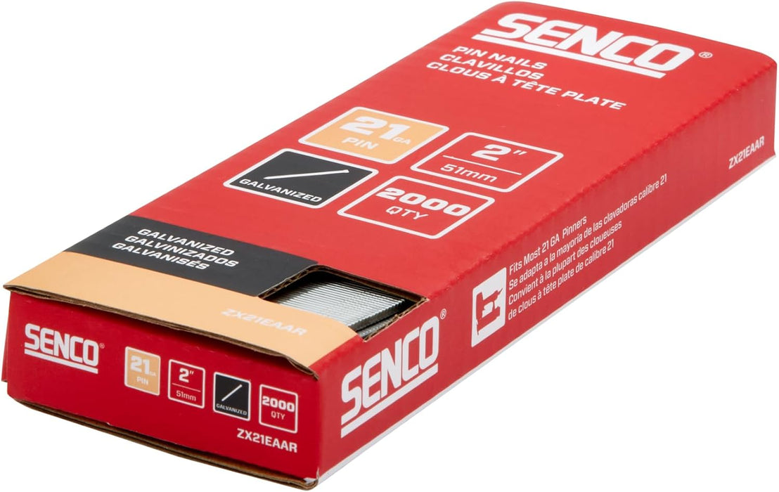 Senco ZX21EAAR 2" 21 Gauge Pin Nails, Galvanized Finish (2,000 Count)