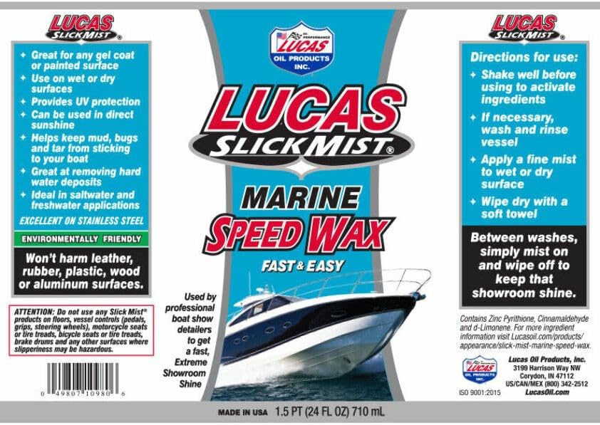 Lucas Oil 10980 Slick Mist Marine Speed Wax, 24 Oz Pack of 1