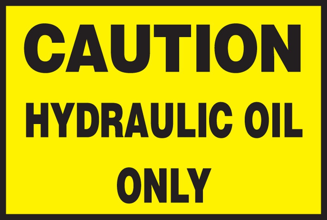 Accuform Signs LCHL551 Adhesive Dura-Vinyl Safety Label, "Caution Hydraulic Oil ONLY", 2" Length x 3" Width x 0.006" Thickness