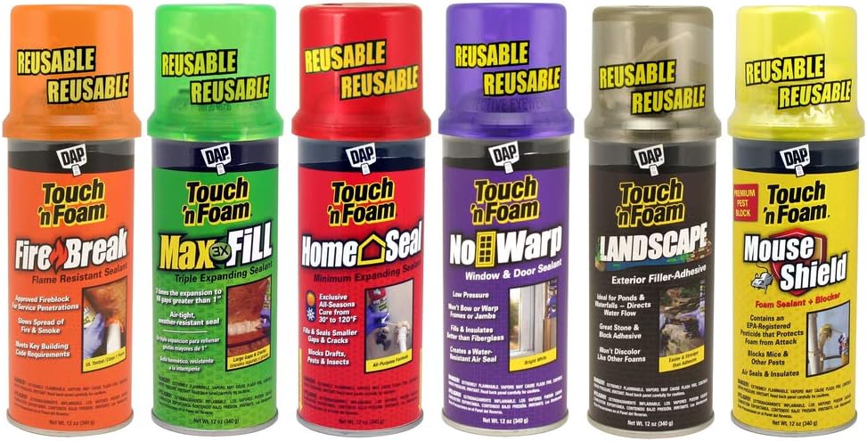 DAP 7565000043 Touch ‘n Foam Max Fill Maximum Expanding Foam Sealant, Off White, 12 Oz