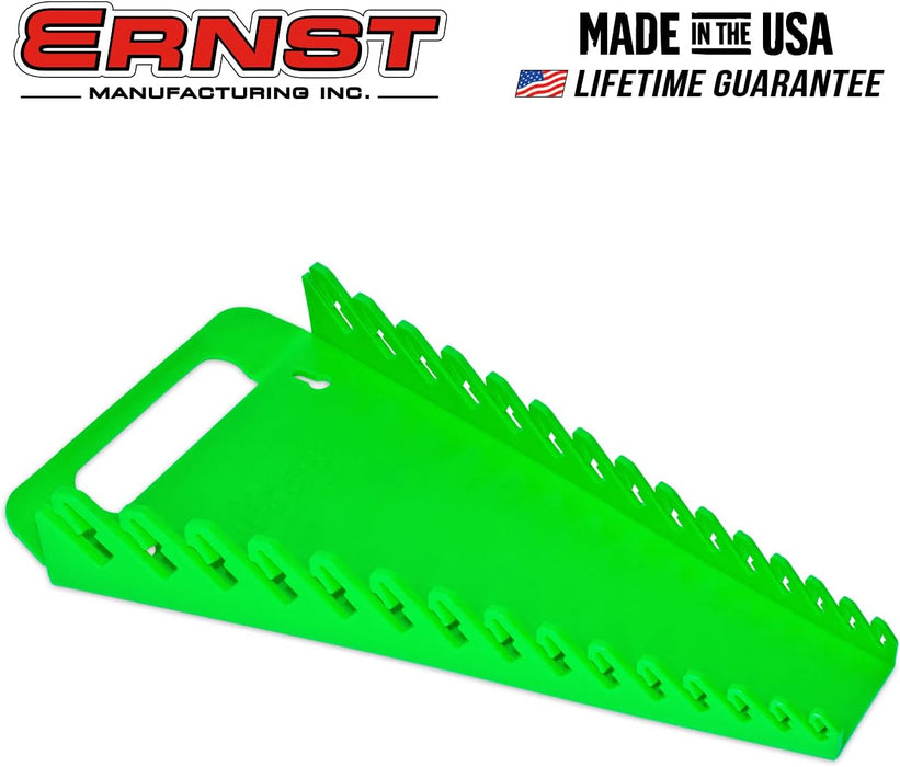 ERNST 5056 Gripper Wrench Organizer, 15 Tool, Green