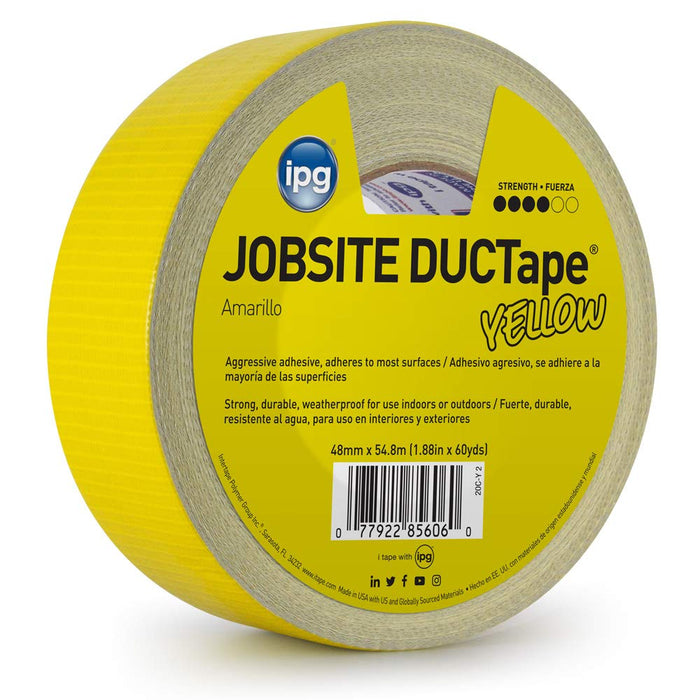 IPG (20C-Y2) JobSite DUCTape, Colored Duct Tape, 1.88" x 60 yd, Yellow (Single Roll)
