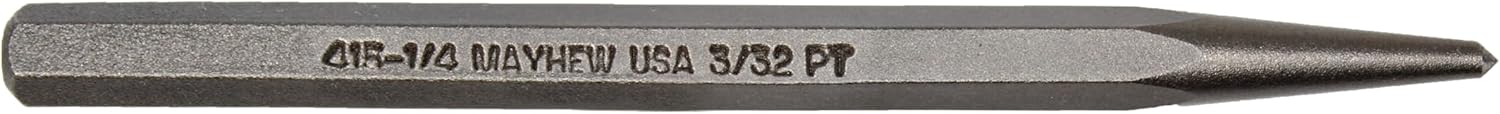 Mayhew Tools 74102 Center Punch, 1/2" x 3/32" Point, Shot Blast Finish