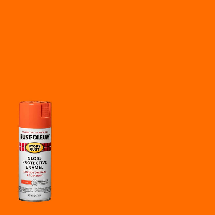 Rust-Oleum 214084 Stops Rust Spray Paint, 12 oz, Gloss Orange (Pack of 6)