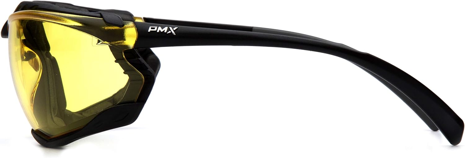 Pyramex SB9330ST Proximity Safety Glasses, Black Foam Lined Frame, Amber H2X Anti-Fog Lens