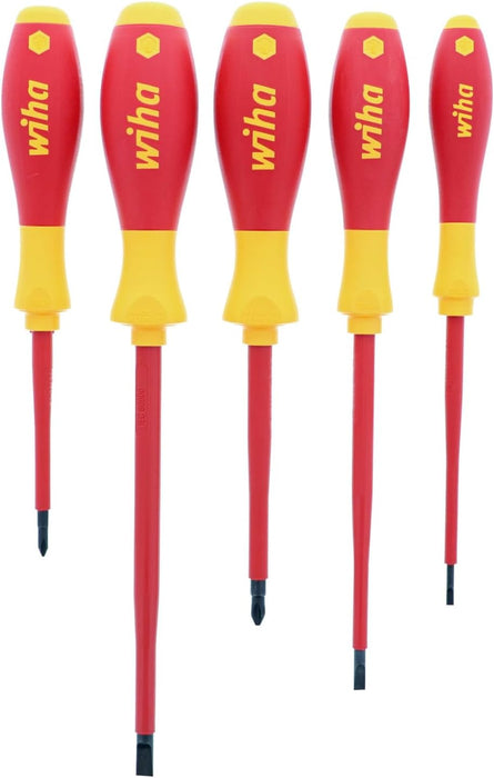 Wiha 32091 5-Piece 1000-Volt Slotted and Phillips Insulated Screwdriver Set