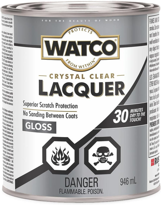 Watco 63041 Lacquer Clear Wood Finish, Quart, Gloss Clear (Pack of 1)