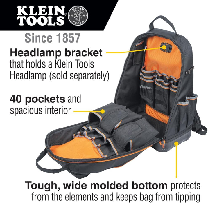 Klein Tools 62800BP Tradesman Pro XL Tool Bag Backpack, 40 Pockets