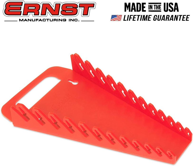 Ernst Manufacturing 5015 Gripper Wrench Organizer with Ergonomic Design, Holds 12 Wrenches, Red
