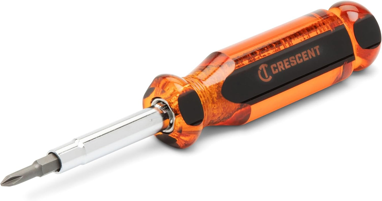 Crescent CS61N 6-in-1 Interchangeable Bit Screwdriver, Red Handle