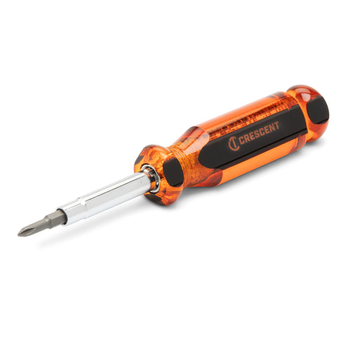 Crescent CS61N 6-in-1 Interchangeable Bit Screwdriver, Red Handle