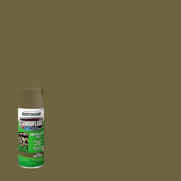 Rust-Oleum 279176 Camouflage 2X Ultra Cover Spray Paint, 12 oz, Army Green