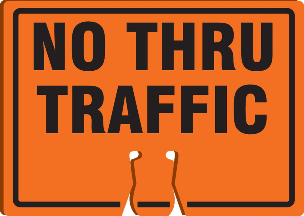 Accuform FBC732 "No Thru Traffic" Traffic Cone Top, Combine With Orange Cones to Create a Warning Sign, 10" x 14" Plastic Cone Sign, Made in the USA