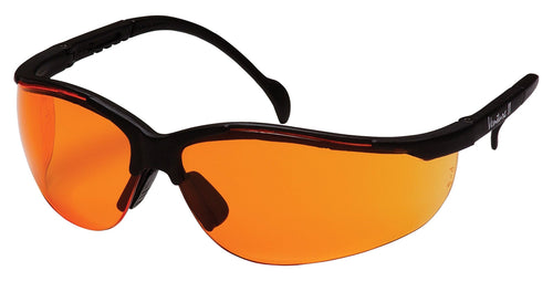 Pyramex SB1840S Venture II Safety Eyewear, Indoor/Outdoor Mirror Anti-Fog Lens, Orange Lens/ Black Frame