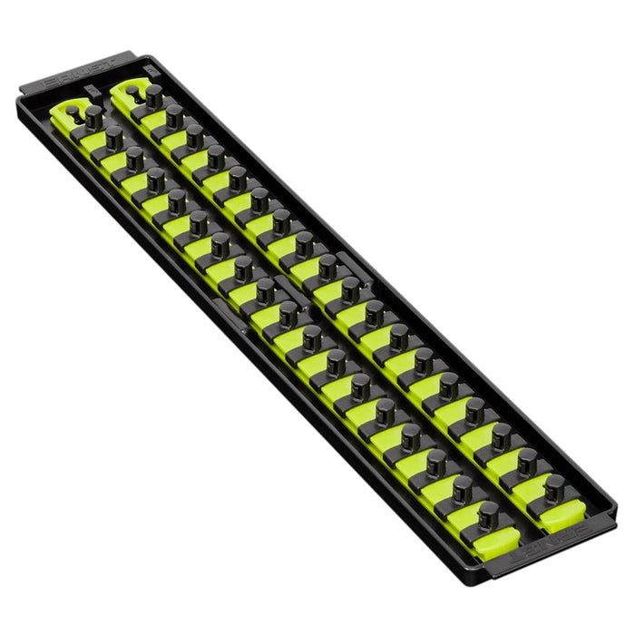 Ernst Manufacturing 19-Inch Socket Boss Premium 2-Rail, 3/8-Inch-Drive Socket Organizer, High-Visibility (8462HV) - Made in the USA