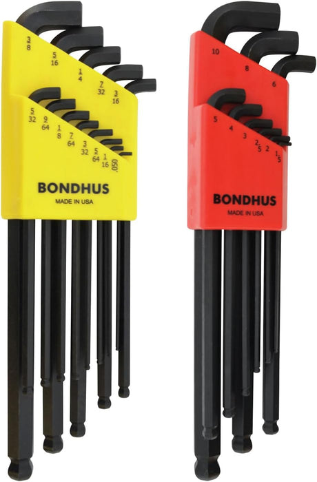 Bondhus 20599 0.050-3/8" & 1.5-10mm Stubby Ball End Hex Key DoublePK