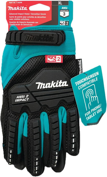 Makita T-04298 Unisex Impact-rated Advanced ANSI 2 Impact Rated Demolition Gloves, X-Large