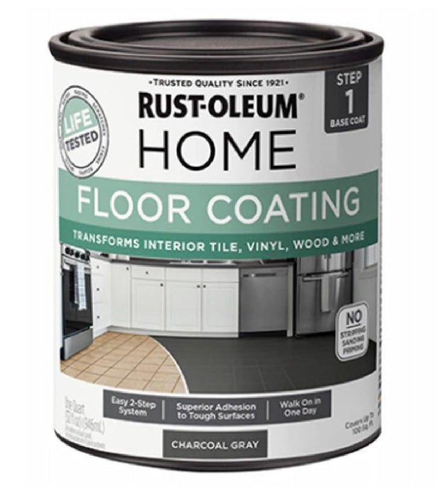 Rust-Oleum 365928 Floor Coating Base Coat, Charcoal Gray, Quart