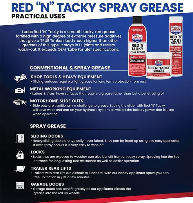 Lucas Oil 10005 Red N Tacky Grease, 14 Ounce Cartridge (Pack of 10)