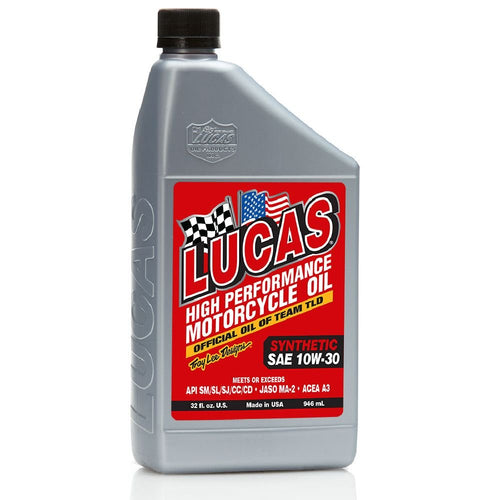 Lucas Oil 10708 High Performance Synthetic SAE 10W-30 Motorcycle Oil, 1 Quart (Pack of 6)