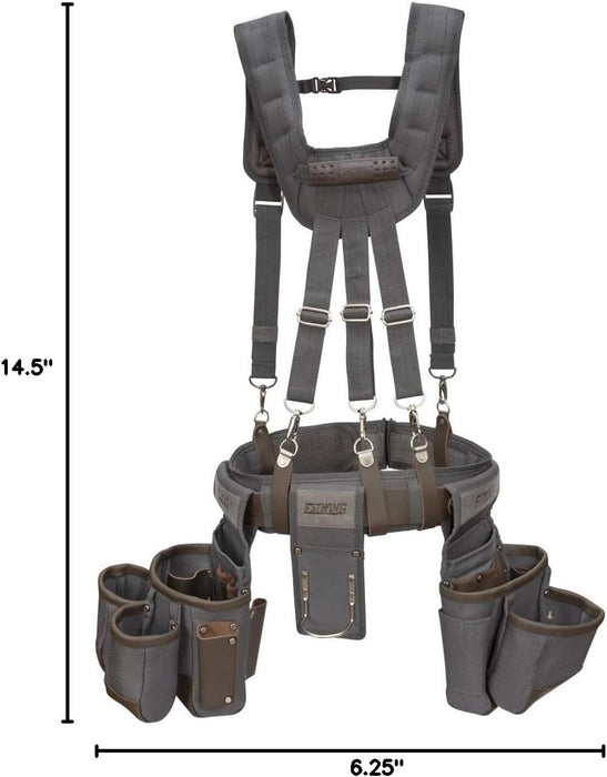Estwing 94745 13-Pocket Framer's Tool Rig, Durable Construction, Cooling Mesh-Padded Suspenders, Adjustable Padded Belt, Plentiful Storage