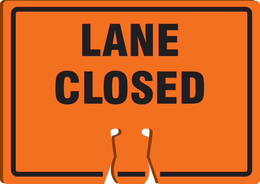 Accuform FBC730 "Lane Closed" Traffic Cone Top, Combine With Orange Cones to Create a Warning Sign, 10" x 14" Plastic Cone Sign, Made in the USA