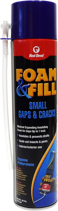 Red Devil 0920 Spray Foam & Fill Small Gaps & Cracks Expanding Insulation, Polyurethane Sealant, 20 oz, Off-White, Pack of 1 20 oz Pack of 1