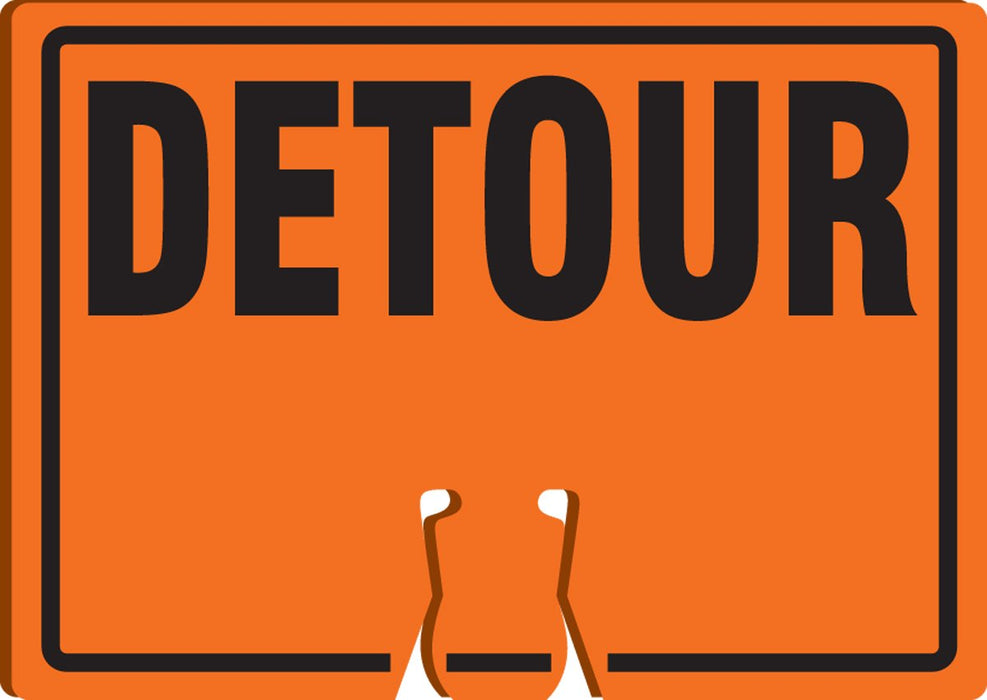AccuformNMC FBC778 "Detour" Traffic Cone Top, Combine With Orange Cones to Create a Warning Sign, 10" x 14" Plastic Cone Sign, Made in the USA