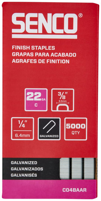 Senco C04BAAR 1/4" 22 Gauge 3/8" Crown Finish Staples, Galvanized Finish (Pack of 5000)