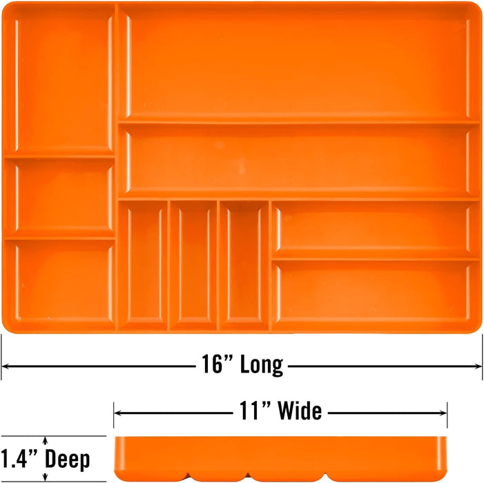 Ernst Manufacturing Tool Garage Organizer Tray, Orange, 10-Compartments