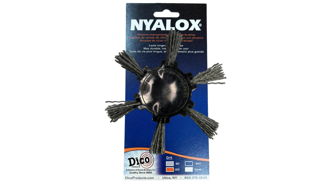 Dico 541-776-4 Nyalox Multi-Purpose Flap Wheel Brush, 4" Diameter, 80 Grit, Coarse Grade, Nylon