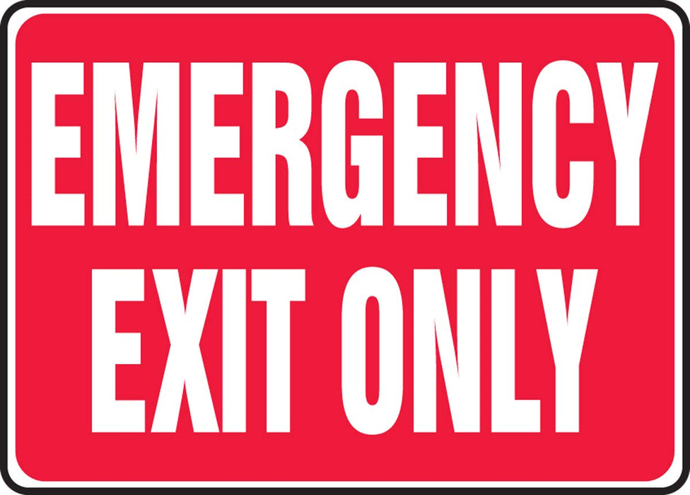 Accuform MEXT586VS Adhesive Vinyl Safety Sign, "Emergency EXIT ONLY", 7" Length x 10" Width x 0.004" Thickness