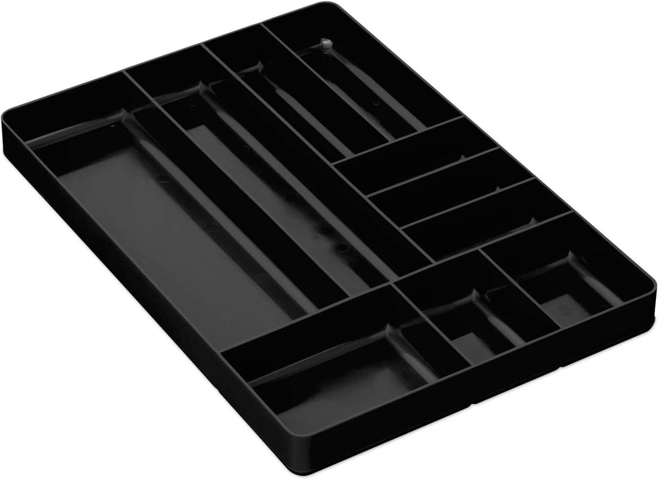 Ernst MFG 10 Compartment Drawer Organizer: Heavy Duty Stackable Tray for Automotive Tool Organization -Low Profile Toolbox - Nuts and Bolts, Tools, Parts, Easy to Clean - Black - Made in the USA