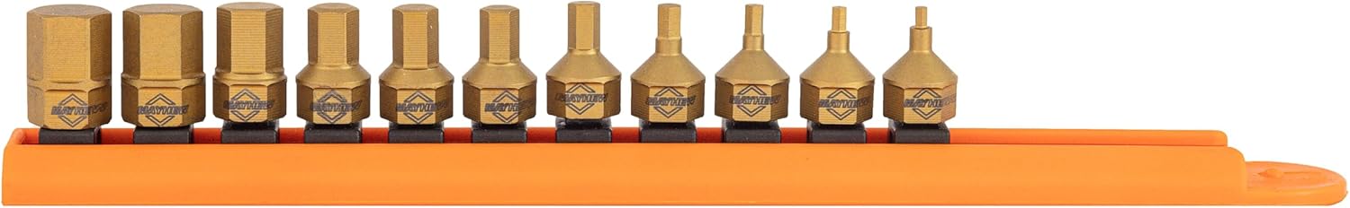 Mayhew Tools 16005 Low-Profile Dual Drive Set, 11-Piece Metric Hex, Titanium-Coated