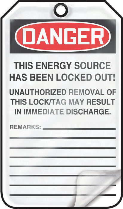 Accuform MLT400LTP HS-Laminate Lockout Tag, "Danger DO NOT Operate", 5.75" Length x 3.25" Width x 0.024" Thickness (Pack of 25)