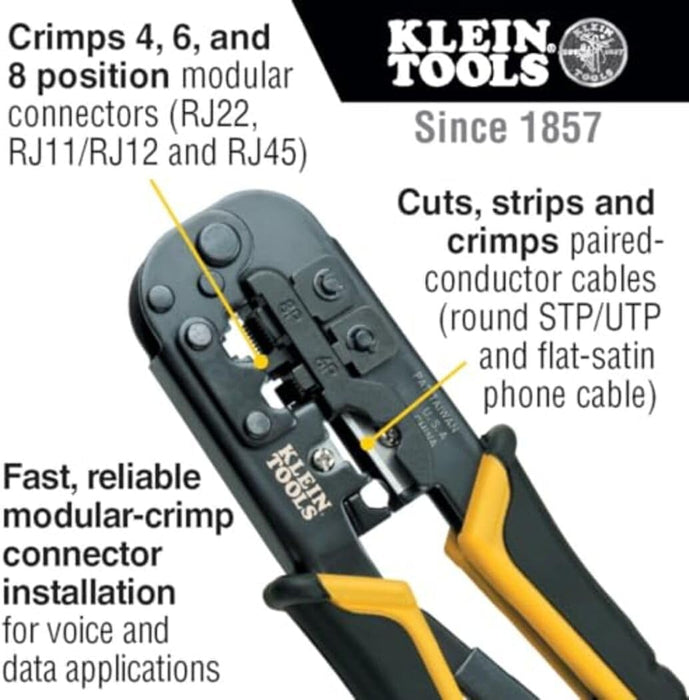 Klein Tools VDV226-011-SEN Ratcheting Modular Crimper/Stripper