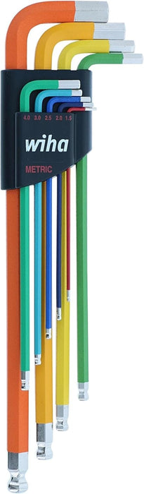 Wiha 66980 9 Piece Ball End Color Coded Hex L-Key Set - Metric