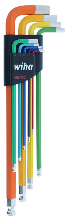 Wiha 66980 9 Piece Ball End Color Coded Hex L-Key Set - Metric