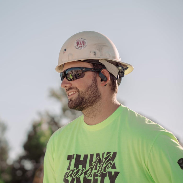 EDGE Pumori Z87 Rated Polarized Safety Glasses: Men's Safety Glasses, Non-Slip, Shatter Resistant Safety Glasses, Flexible Nylon Frames, 99% UV Protection Men's Sunglasses - Aqua Precision Blue Mirror