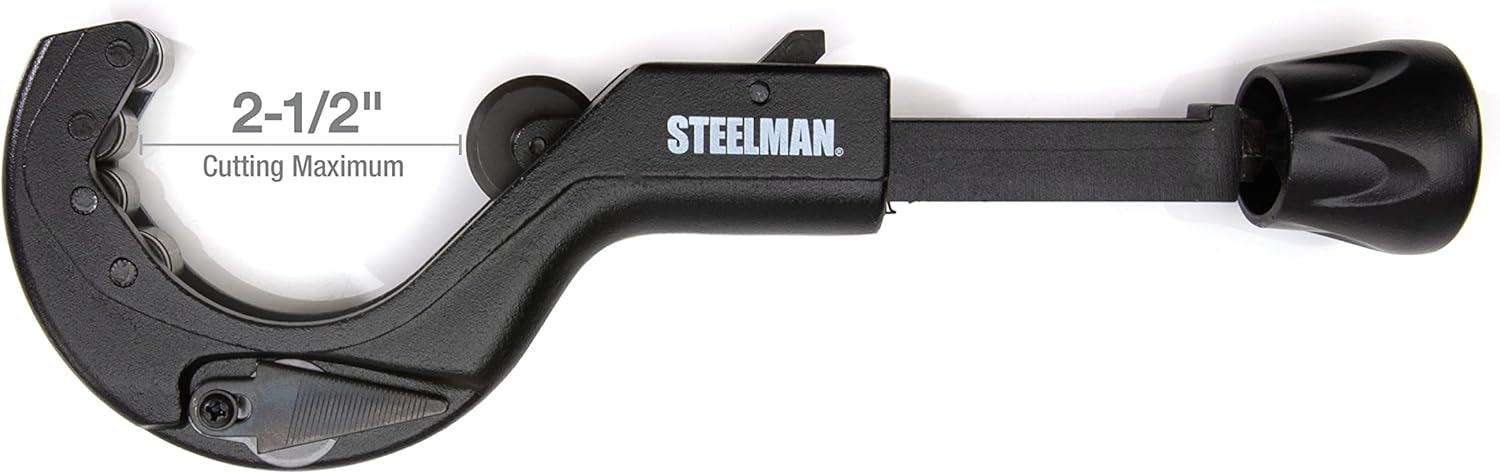 Steelman 42568 Metal Pipe and Tube Feed Cutter, Cuts 2-1/2-inch Tube Including Copper, Brass, Aluminum, ABS, and PVC, Die Cast Steel Body, Hardened Steel Blades