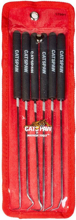 Mayhew Tools 17991 9-3/4” Long Hook & Pick, 6-Piece, Black