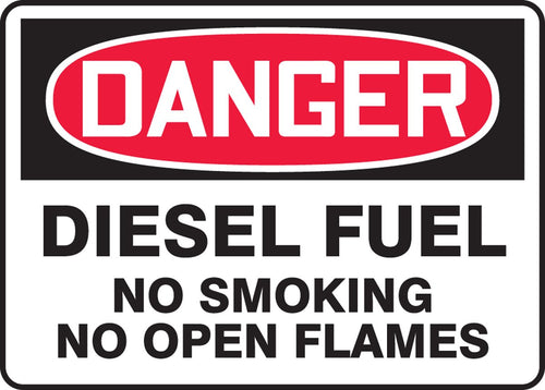 Accuform MCHL270VS Adhesive Vinyl Safety Sign, "Danger Diesel Fuel No Smoking No Open Flames", 10" Length x 14" Width x 0.004" Thickness