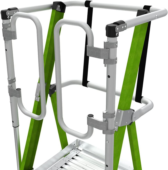 Little Giant Ladder Systems Safety Cage 2.0, M6, 6ft Enclosed Platform, Platform Ladder with Adjustable Outriggers, Fiberglass, Type 1AA, 375 lbs Weight Rating, (19706-146)