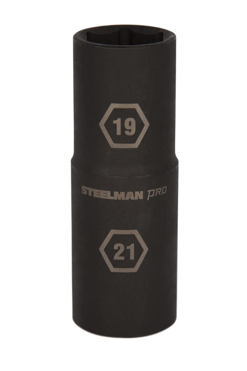 Steelman Pro 79400 1/2-Inch Drive 19mm x 21mm 6-Point Thin Wall Impact Flip Socket